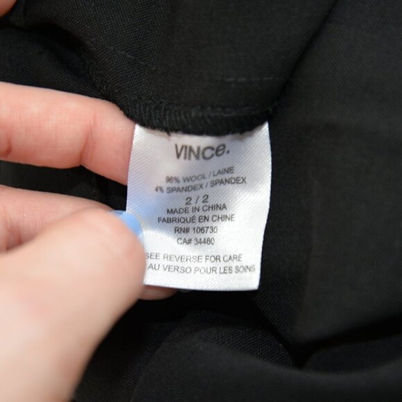 Vince Black Wool Tapered Trousers Adjustable Waist Sz 2 - Picture 5 of 7